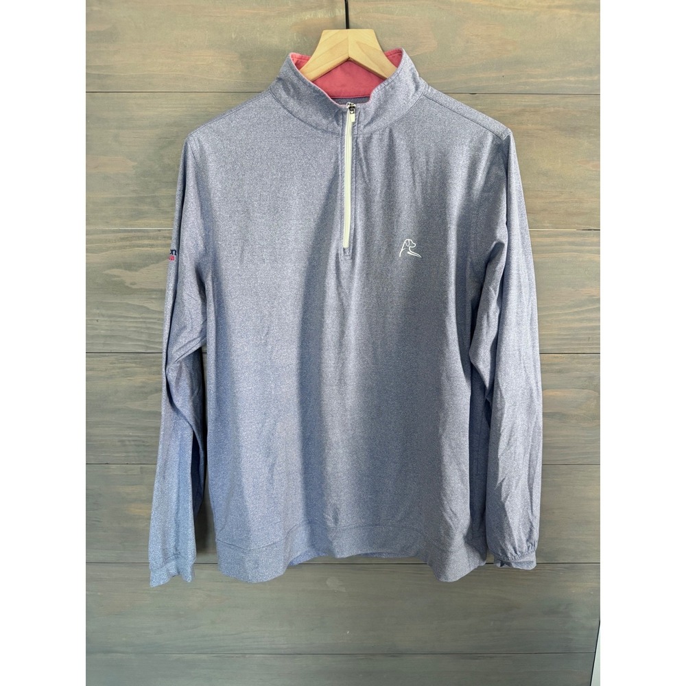 Rhoback Mens Wharton Golf Club Quarter Zip Pullover Blue Heather Medium M
